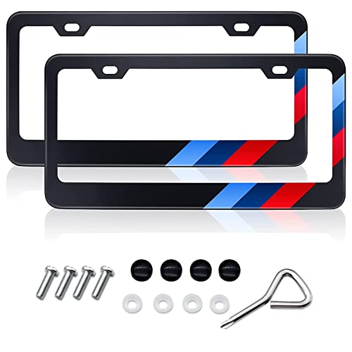 2 PCS License Plate Frames for BMW Aluminum Alloy 3 Color License Plate - size: For BMW 2