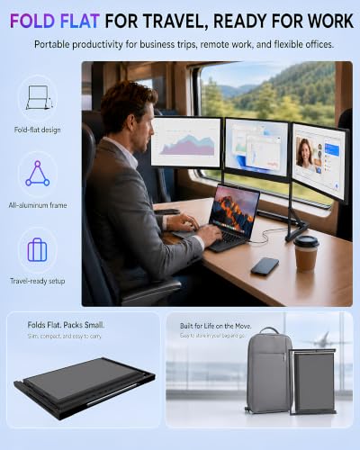 TriCreate 14" QHD Triple Portable Monitor Extender for Laptop - size: T14Q
