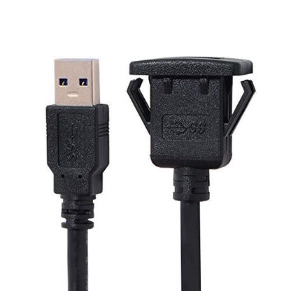 chenyang USB 3.0 Flush Mount Male to Female Extension Cable for Car Dashboard Panel Mount 1.0M - color: Male to Female with Latch