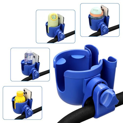 Accmor Stroller Cup Holder with Phone Holder, Bike Cup Holder, Universal Cup Holder for Uppababy Nuna Strollers, 2-in-1 Drinks Holder for Walker, Wheelchair, Scooter - color: All Dark Blue & All Dark Blue