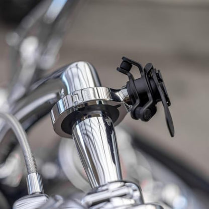 Quad Lock Handlebar Motorcycle Phone Mount PRO Chrome - Large Kit with Vibration Dampener and MAG Universal Adaptor - size: Handlebar Chrome Mount PRO Large