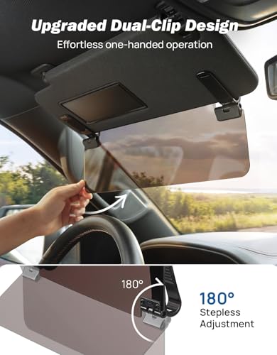 JOYTUTUS Sun Visor Extender for Cars, Polarized Sun Visor Extender Universal Sun Blocker UV400, Adjustable Visor Extension for Car Visor,Double-Clip,Anti Glare Stray Light - size: Large Polarized