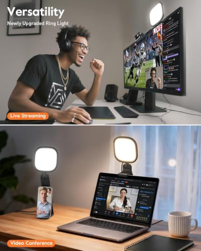 LitONES Ring Light for Laptop, Monitor, Desk, Eye-Caring Diffused LED Light - color: Black 1 Pack