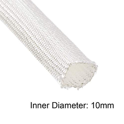 uxcell Insulation Braid Sleeving, 16.4Ft-10mm High TEMP Fiberglass Sleeve White - color: White, size: 10mm