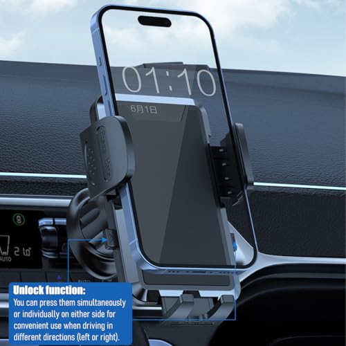 Car Phone Holder, 360 Degree Adjustable Stable Air Vent Mobile Phone Stand with Metal Hook Clip, Hands-Free Automotive Vent Cellphone Mount, Universal for Most Smartphones (Black) - color: Black