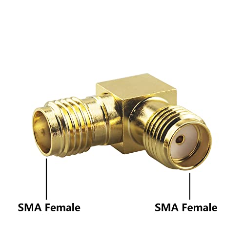 Gold-Plated Upgraded SMA Female to Female 90 Degree Right Angle Connector Pack of 2 - size: SMA Female to SMA Female 90 Degree