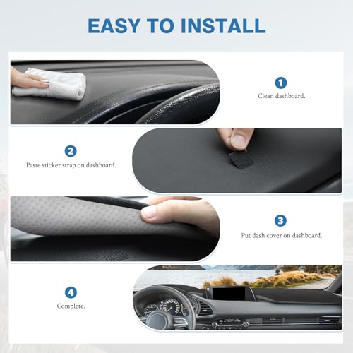 FIILINES Dash Cover for 2019-2025 2026 Mazda 3 Hatchback Sedan (Without HUD), Dashboard Mat Interior Accessories Dashboard Pad Carpet Dash Mat Sunshade Non-Slip Polyester Protector No Glare Black - size: For Ma-zda 3 2019-2026