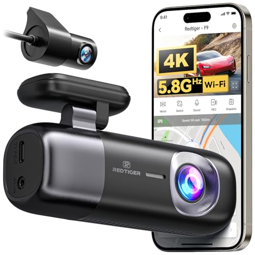 REDTIGER F9 4K Dash Cam Front and Rear 1080P, 5.8GHz WiFi & Smart App - size: F9 Front and Rear - No Card