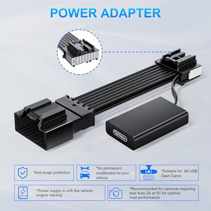 mangoal Dashcam Power Adapter Custom for Ford 16 Pin (Model A) for F150/F250/F350 Explorer Bronco and etc,Hide The Wires,GPS Radar Mirror Camera Dash Cam Adapte,Connects to Rearview Mirror(Exposed)