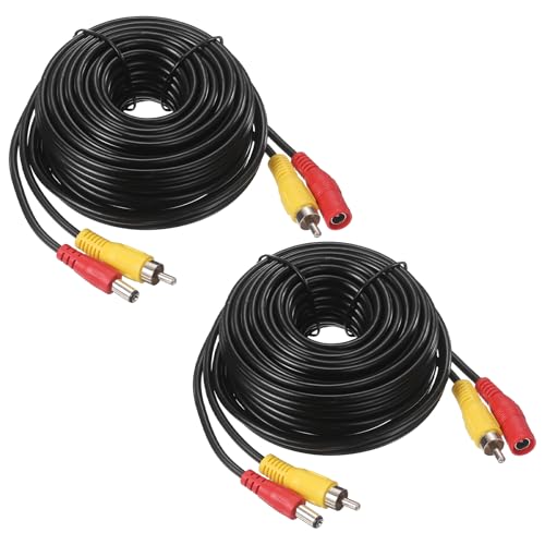 MECCANIXITY 2Pcs Car RCA DC Video Extension Cable, 32.8FT/10M 2 in 1 - size: 32.8FT/10M