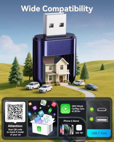 Burnt Sugar Wireless CarPlay Adapter for iPhone, Ultra-Mini USB Adapter for Apple CarPlay Convert Wired to Wireless, Stable Low-Lag Connection Plug & Play for iOS 10+ & Cars from 2016+ (Purple)