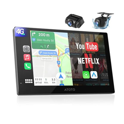 Portable Carplay Screen, Full Android System Car Tablet with Wireless Apple CarPlay & Android Auto, 9.25” Smart Driving Display with BackupCam & DashCam, 4G LTE, AI Voice Control/GPS/Mirror Link - size: 9.25"