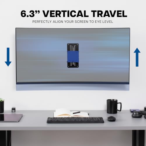VIVO Single Ultrawide Heavy Duty Monitor Mount Wall Bracket, Height Adjustable up to 6.3 inch, Screens up to 49 inch with Max VESA 75x75mm and 100x100mm, Black, MOUNT-VW49A - color: Black, size: 17" to 49" Screens