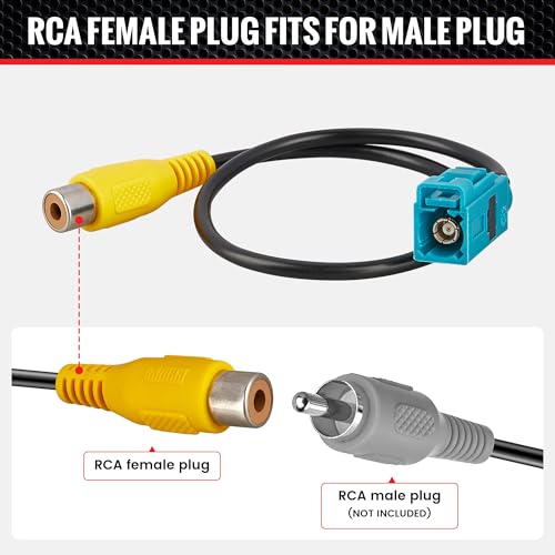 RED WOLF Fakra Z Female to RCA Female Cable Plug for Mercedes Benz Volvo Land Rover Retain OEM Navigation Stereo, Install Aftermarket Backup Reversing Camera Fakra Connector RCA Female Wire Adapter