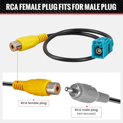 RED WOLF Fakra Z Female to RCA Female Cable Plug for Mercedes Benz Volvo Land Rover Retain OEM Navigation Stereo, Install Aftermarket Backup Reversing Camera Fakra Connector RCA Female Wire Adapter