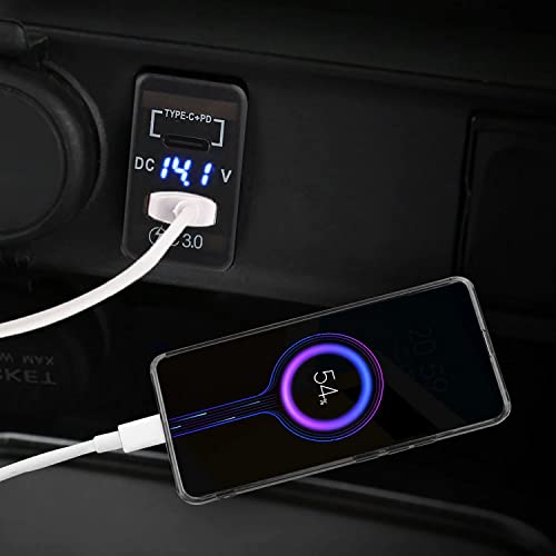 Quick Charge 3.0 & PD USB C Dual USB Port Charger Socket Power Adapter for Toyota - color: PQ & QC 3.0 - 1.57*0.87 inch