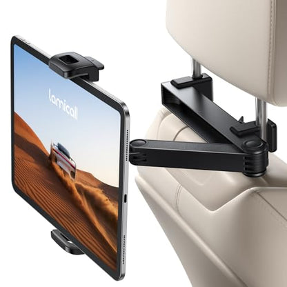 Lamicall Car Headrest Tablet Holder, Lockable Car Backseat Mount