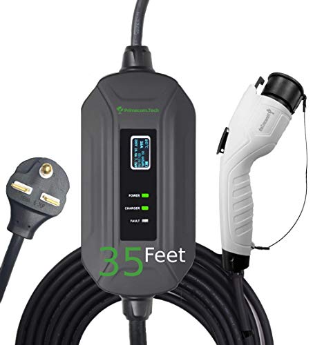 PRIMECOM Level 2 Electric Vehicle (EV) Charger (220V / 240Volt, 16Amp) Portable EVSE Smart Electric Car Charger, 30', 40', and 50 Feet Lengths (NEMA 6-30P, 35 Feet) - color: 6-30P, size: 35 Feet
