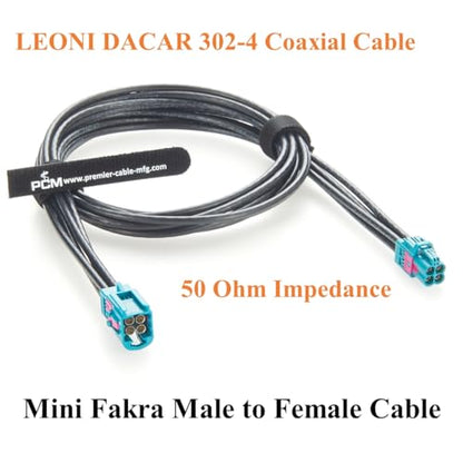 4 in 1 Rosenberger HFM Mini FAKRA Z Code Male to Female RF Coaxial Cable Quad AMS11D-1M4Z5-Z to AMK12D-1M4Z5-Z Vehicle Automotive GPS Antenna Cable for Car Camera, ADAS, Autonomous Driving (2M/6.6FT) - size: 2M/6.6FT
