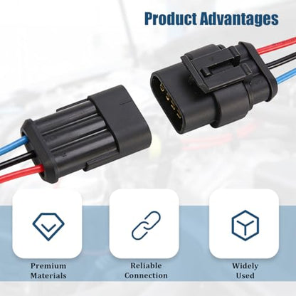 5PCS 3 Pin Car Electrical Wire Connector, Waterproof Male and Female Vehicle Terminal Wire Connectors Plug, Automotive Wire Plug Socket Kit, Universal for Sedan Truck Motorcycle - size: 3 Pin