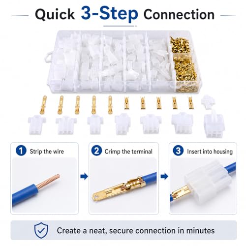 580PCS 2.8mm Wire Connector Kit - Automotive Electrical Connector Assortment with 2 3 4 6 9 Pin Male & Female Plug Housings and Crimp Terminals - Universal Wiring Repair Kit for Car Motorcycle Boat