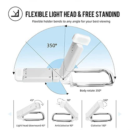 EGWASER Book Reading Light, Portable USB Rechargeable LED Clip on Book Lights for Reading in Bed, 3 Brightness Adjustable Dimmable Bookmark Light for Eye-Protection, Reading Lamp (White) - color: 1-Pack White