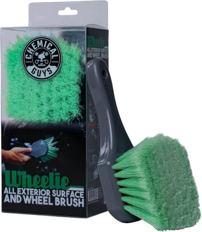 Chemical Guys ACCG08 Wheelie All Exterior Surface and Wheel Brush (Safe for Cars, Trucks, SUVs, RVs, Motorcycles, & More) Green (Pack of 12) - size: (Pack of 12), style: Wheelie