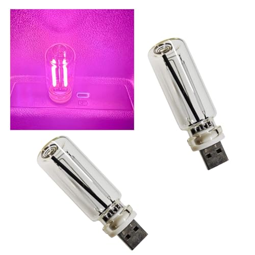 2PCS USB LED Lights for Car Interior, Touch Dimmable Ambient Lighting, Mini Retro Glass Bottle Night Light Bulb, Portable Atmosphere Light Decoration for Cars, Bedroom, Hallway, Camping (Pink) - color: Pink