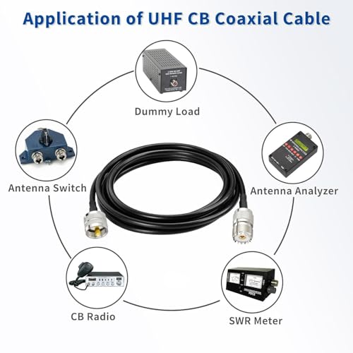 Superbat PL-259 UHF CB Coax Cable 6FT RG58 PL-259 UHF Male to Female Jumper - size: 6ft, style: straight