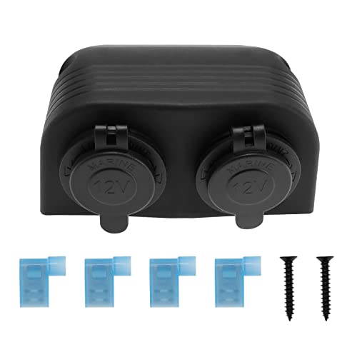 The Lord of the Tools Cigarette Power Socket 12V-24V Dual Port Surface Mount Plug Socket Adapter Replacement Cigarette Lighter Outlet Splitter for Car Motorcycle Boat