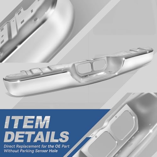 Auto Dynasty Rear Step Bumper Compatible with 2000-2006 Toyota Tundra, Non Parking Sensor Holes, Primered Chrome - color: Chrome Bumper Only