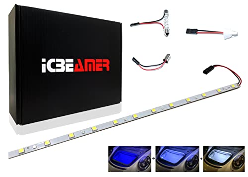ICBEAMER 12" Color Changing from Blue to White 18 SMDs 5050 LED Light Strip for Fit Car Trunk Cargo Area Interior Ambient Illumination Decoration - color: Blue-White Color Changing