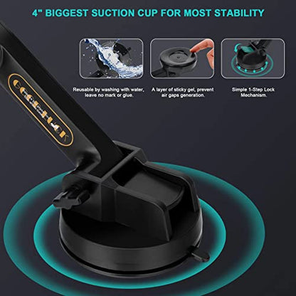 Porfortop iPad Pro 12.9 Inch Tablet Mount, 4 Inch Suction Cup, 16 Inch Arm, Wide Compatibility, Full Protection, Hassle-Free Charging, Solid Construction