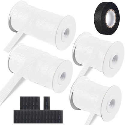 132 ft Expandable Braided Cable Sleeve Wire Loom PET Wire Sleeving，Wrap Management Mesh for Audio Video and Other Home Device Cable Automotive Wire - (1/2 Inch, 1/4 Inch, 3/8 Inch,3/4 Inch,White) - color: White
