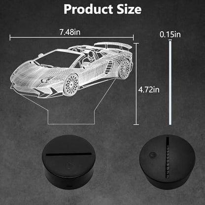 16 Colors Car Night Light, 3D LED Night Lamp for Boy, Remote Control - color: 16 Colors Car Night Light