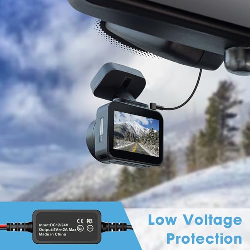 Dash Cam Power Adapter USB-C Plug,DC 12v/24v to 5v 2A Dashcam Power Adapter,Compatible with F7N,T27,N4,E1,N2S,T3,N2,G840S,G850,D07S,M300S,R3,Dash Cam Mirrior Camera Wire Kit,Quick Plug and Play