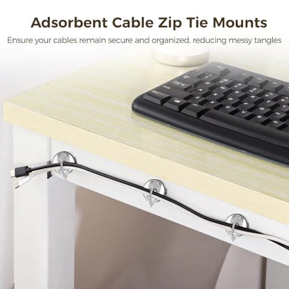 Magnetic Cable Zip Tie Mounts, 25 Pcs Magnet Bases with 100 Pcs Cable Ties, Multipurpose Wire Management Organizer for Desk PC Home Office, Adhesive-Free Cable Clips Holder