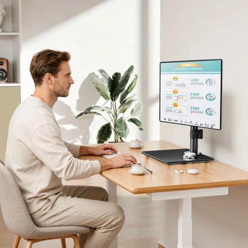 MOUNT PRO Single Monitor Stand Fits Max 32 inch Screen, Free-Standing Computer Desk Stand, Display Mount with Height Adjustable, Swivel, Tilt, Rotation, VESA Monitor Stand 100x100 - color: Black