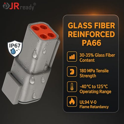JRready ST6329-204 Deutsch DTM Connector Kit (2Pin 16Sets,4Pin 14Sets）Waterproof Deutsch DTM Connector with 20# Stamped Contacts 16-22 AWG Terminals Pins Seal Plugs DTM Connector(Gray) - size: DTM 2 4PIN(16/14SETS)