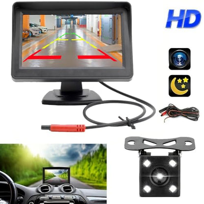 4.3 Inch TFT LCD Car Monitor Vehicle Rear View Reverse Backup Car LED Camera Video Parking System for Cars,Trucks,Pickups,Suvs, Easy Install, VS-S4301