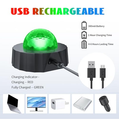 ASFSKY Car Disco Ball Light, Rechargeable Party Light with Magnetic Base - color: Black
