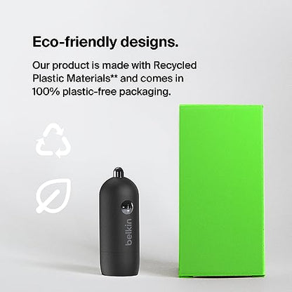 Belkin BoostCharge 30W USB-C Car Charger with USB-C Cable - size: 54mm x 20mm, style: Charger + USB- C Cable