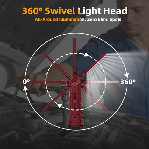 Rechargeable Work Light for Mechanics, Tool Fathers Day Dad Gifts for Men - color: Red