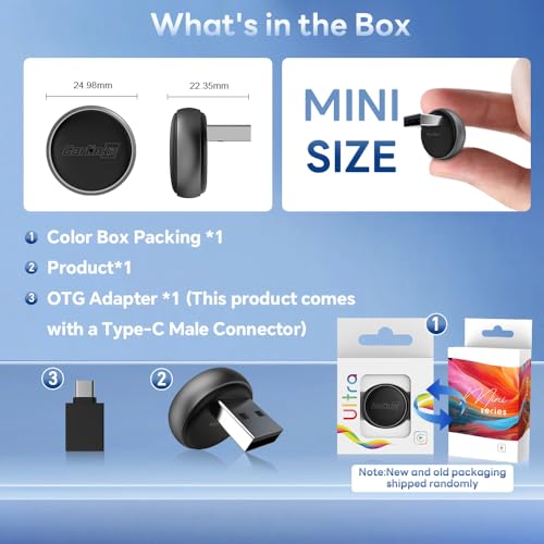 Carlinkit Mini Ultra 3(Mini Design) Wireless CarPlay & Android Auto Adapter - color: Black