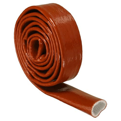 HARFINGTON 25mm(1" x 7 FT) ID Fire Sleeve Heat-Shielded Fire Sleeve Silicone Coated Fiberglass Heat Protection for Automotive Hose Lines Electrical Wiring, Red