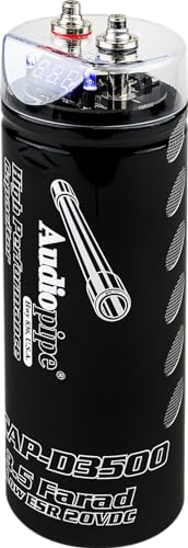 Audiopipe ACAP-D3500 Car Audio 24 Volt Surge Power 3.5 Farad Capacitor Kit for Car Stereo Amplifier with Digital Display and Electronic Protection, Black (3.5 Farad) - style: 3.5 Farad