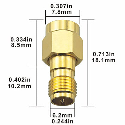 RP-SMA Male To RP-SMA Female Connector Upgraded Gold-Plated Adapter DC-18GHz VSWR ≤1.15 For FPV Drone Signal Booster Wireless LAN Device Pack Of 2 - size: RP-SMA Male to RP SMA Female