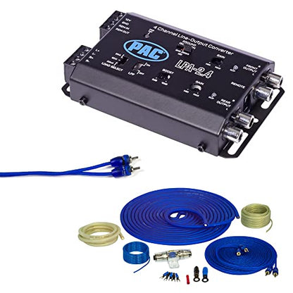Stinger SS1200XS 4 Gauge Pure Copper Wiring Kit with LPA-2.4 LOCPRO Advanced 2 Channel Input-4 Channel Output, Line Output Converter w/Remote Turn-On Circuit, Bass Boost, Low Pass Crossover, and a