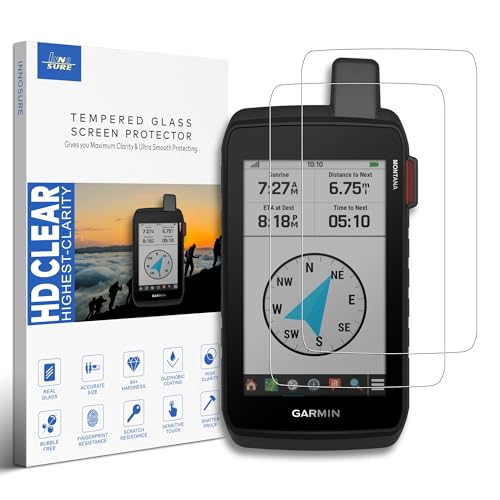 [2-PACK] 9H Tempered Glass Screen Protector for Garmin Montana 700 700i 710 710i 750i 760i Rugged Handheld GPS Navigator 5 Inch Touchscreen Anti Scratch/Fingerprint (HD Clear) - color: 2xGlass - HD Clear