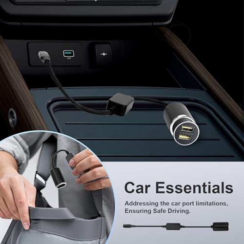 USB-C to 12V Cigarette Lighter Adapter, Car Charger